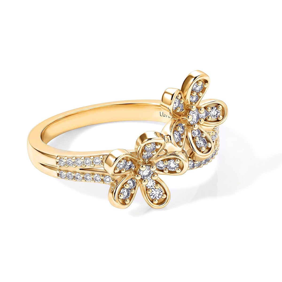 Luxuriant Lab Grown Diamond (G-H, SI) Floral Ring in 18K Vermeil RG Over Sterling Silver (Size 10.0) 0.35 ctw