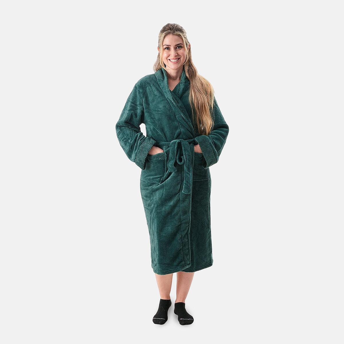 Amanda Paige Blue Plush Heart Robe-M