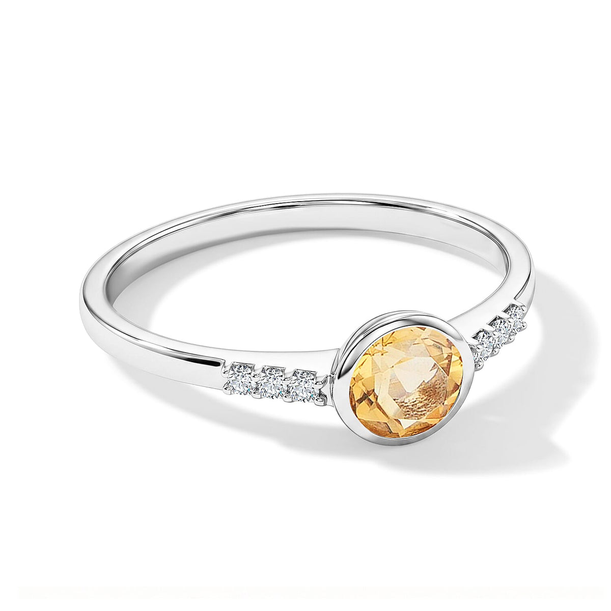 Brazilian Citrine and Simulated Diamond 0.65 ctw Ring in Sterling Silver (Size 7.0)