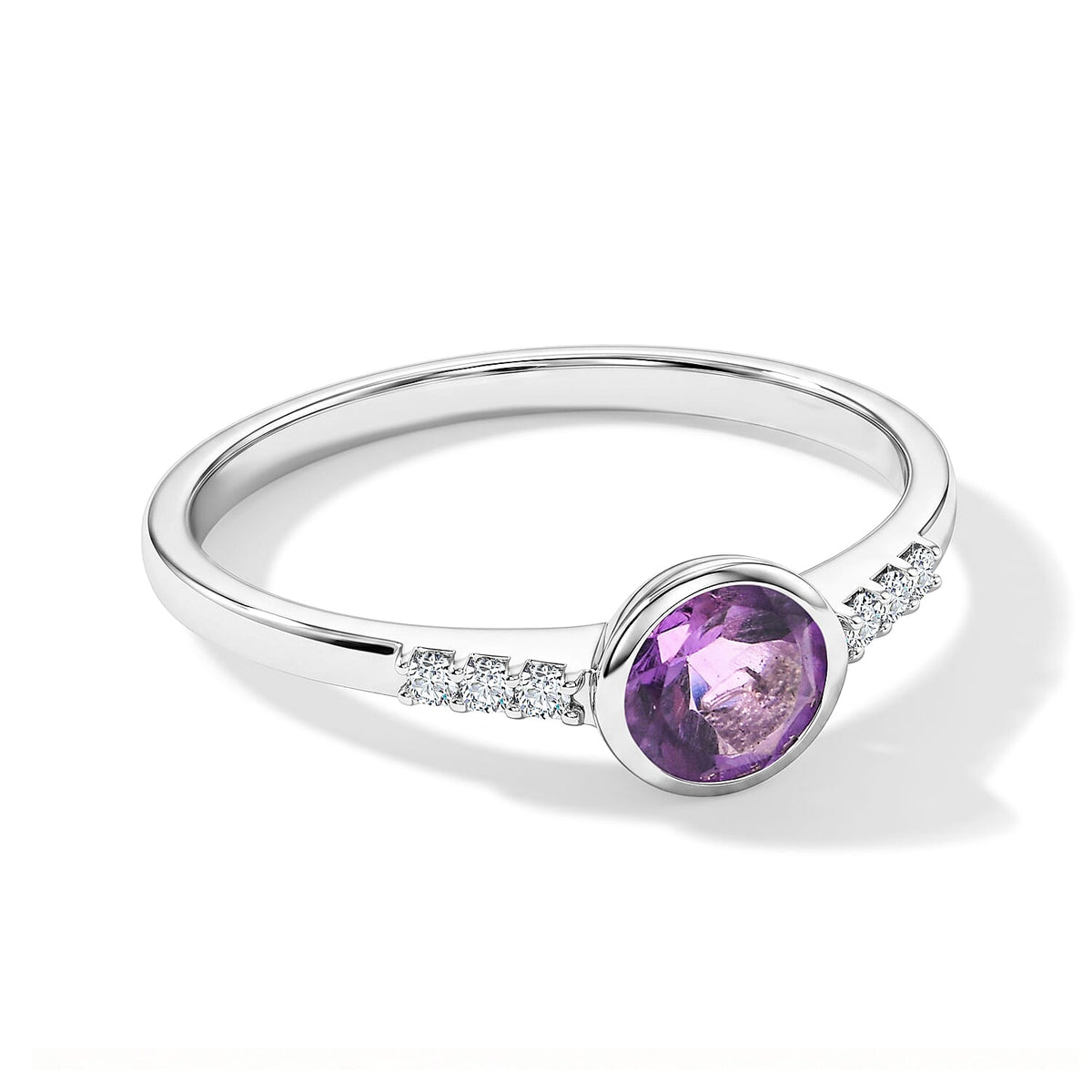 Amethyst and Simulated Diamond 0.65 ctw Ring in Sterling Silver (Size 8.0)