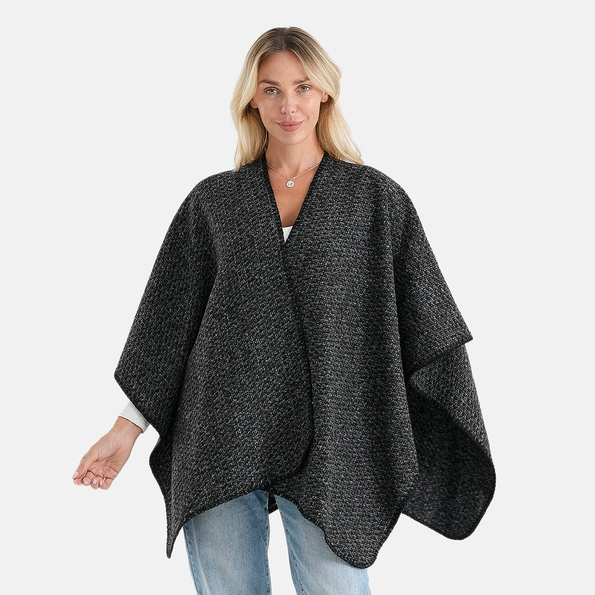 Closeout Black and White Checkered Pattern Shawl - One Size Fits Most