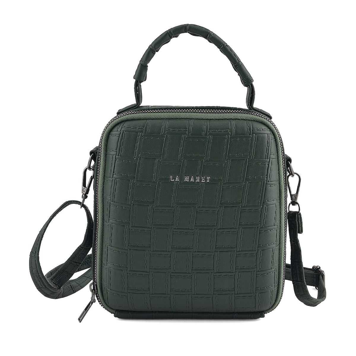 La Marey Black Embossed Crossbody Bag