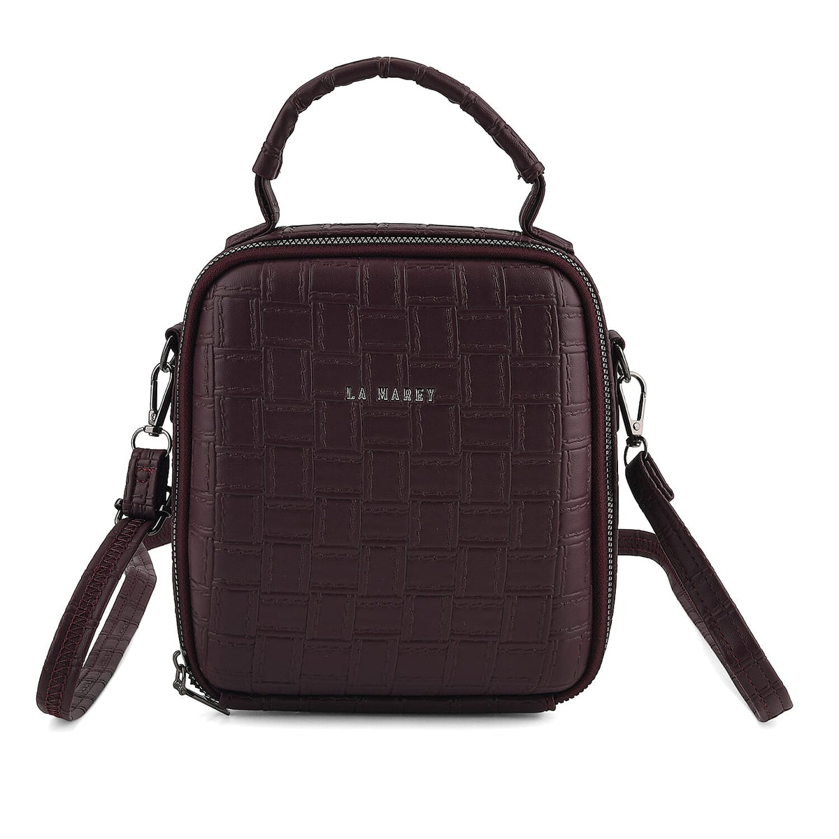 La Marey Black Embossed Crossbody Bag