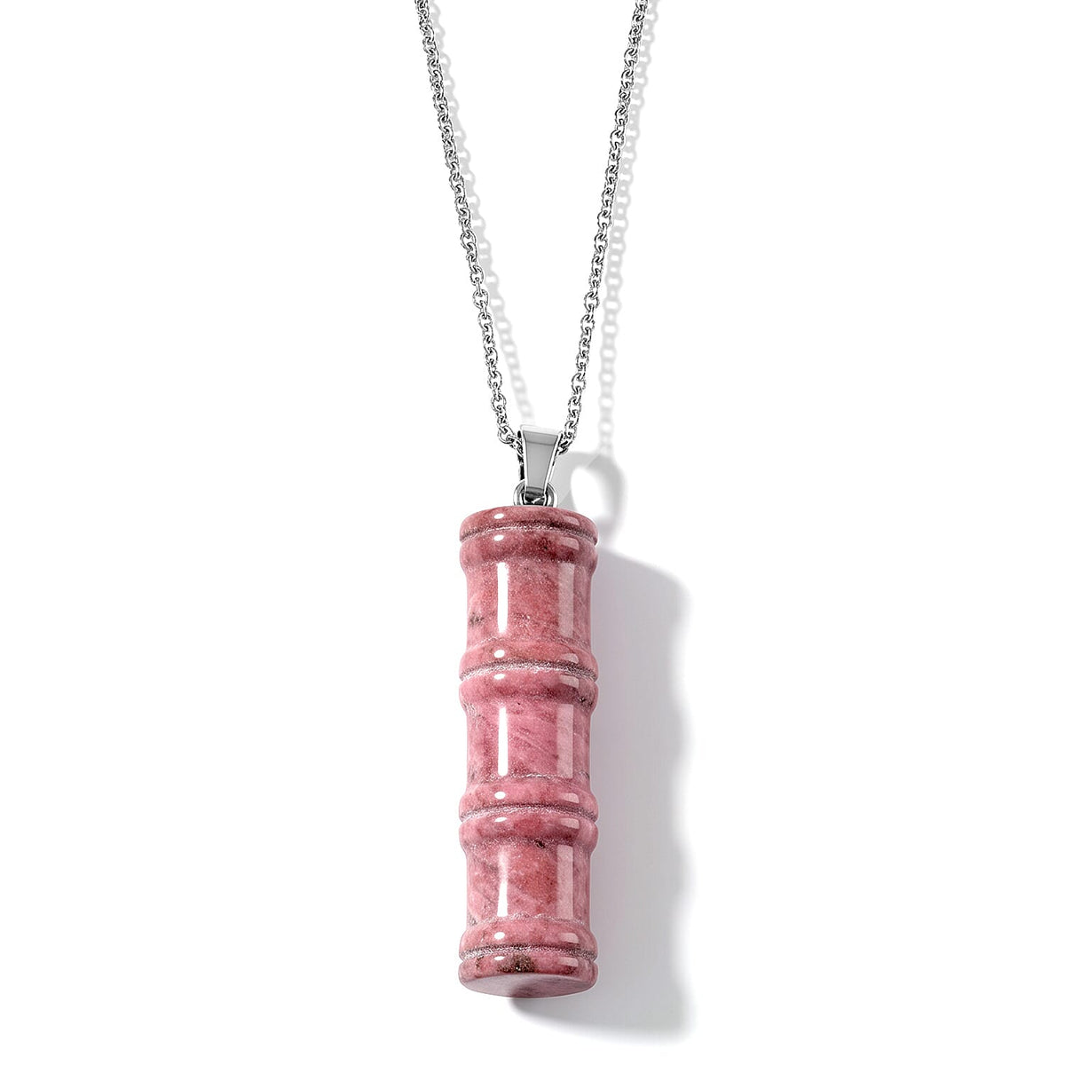 Lapis Lazuli 45.00 ctw Cylinder Pendant in Silvertone with Stainless Steel Necklace 20 Inches