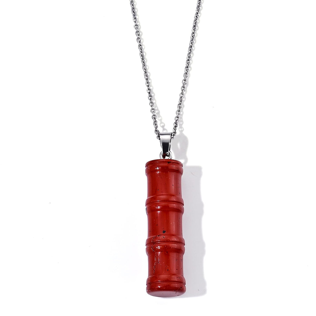 Lapis Lazuli 45.00 ctw Cylinder Pendant in Silvertone with Stainless Steel Necklace 20 Inches