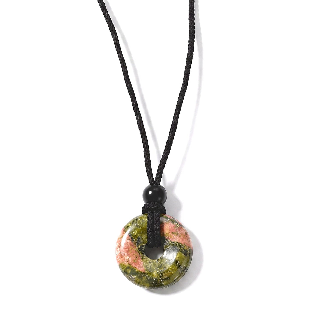 Green Aventurine 20.00 ctw Donut Necklace in Cord 20 Inches