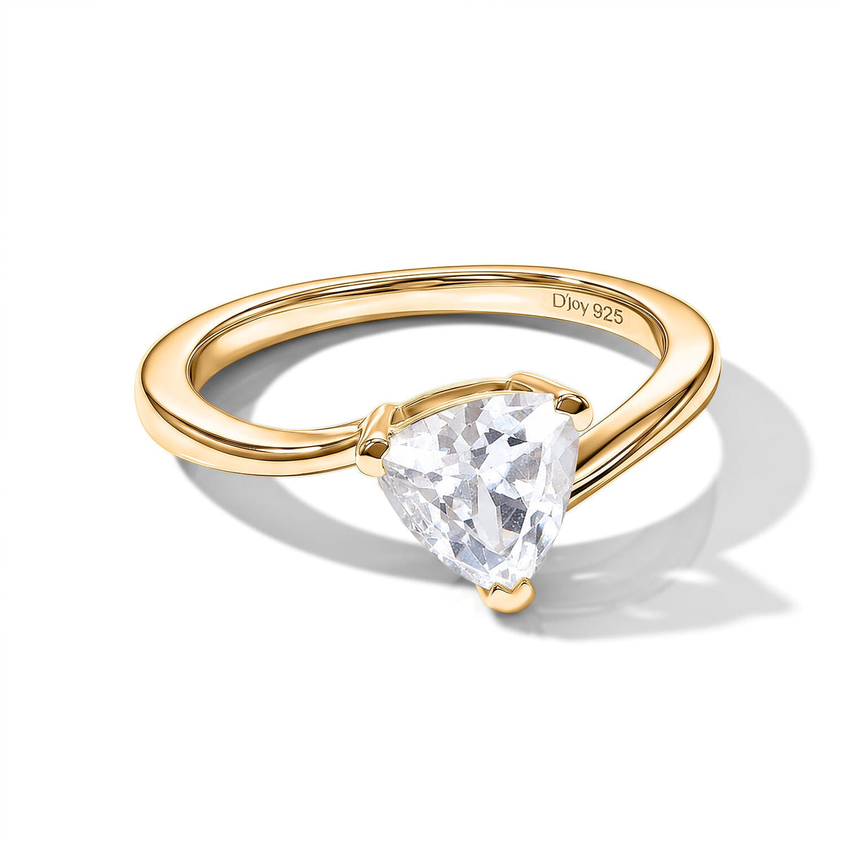D'Joy White Topaz Solitaire Ring in 18K YG Over Sterling Silver (Size 10.0) 1.40 ctw