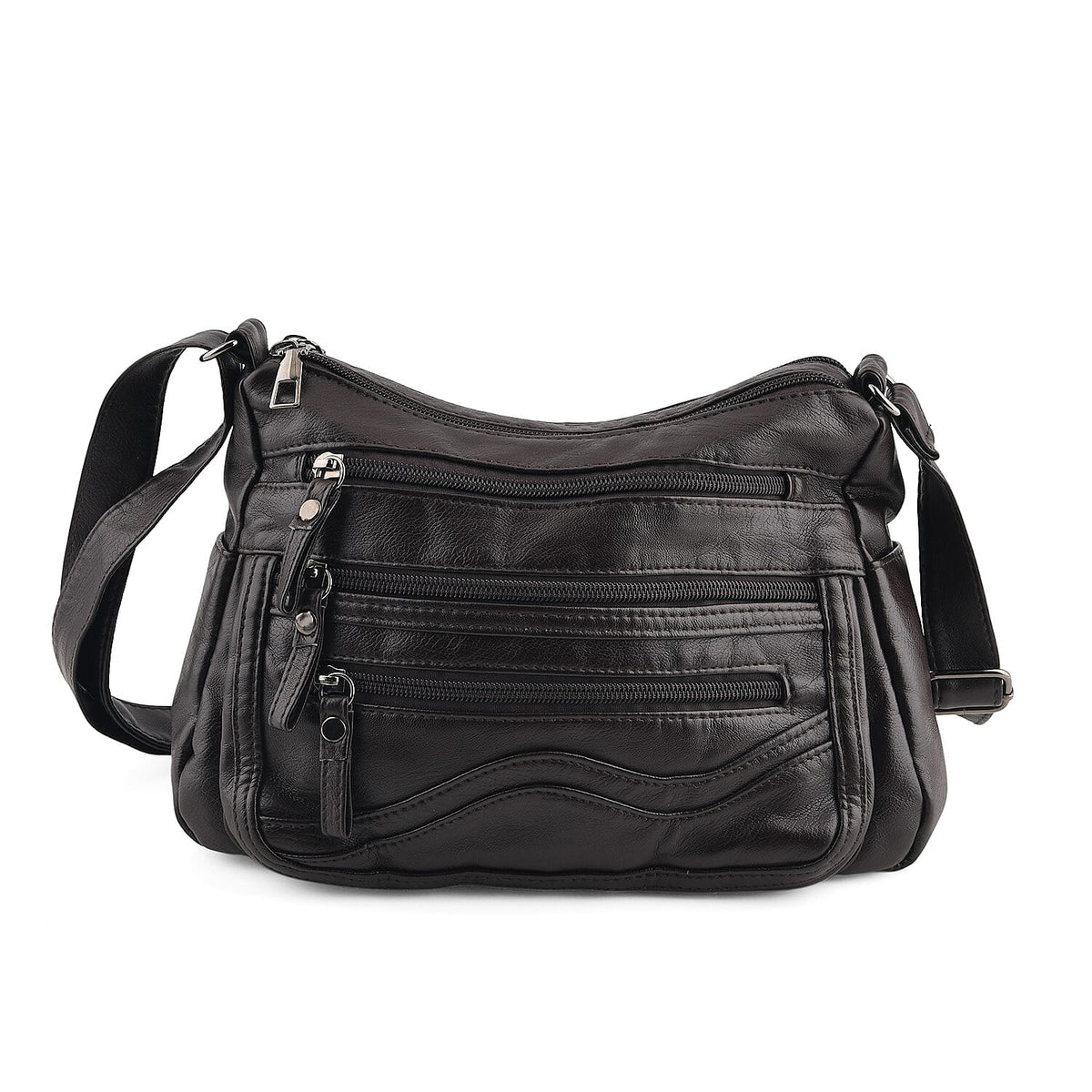 La Marey Black Faux Leather Crossbody Bag and Scarf Set