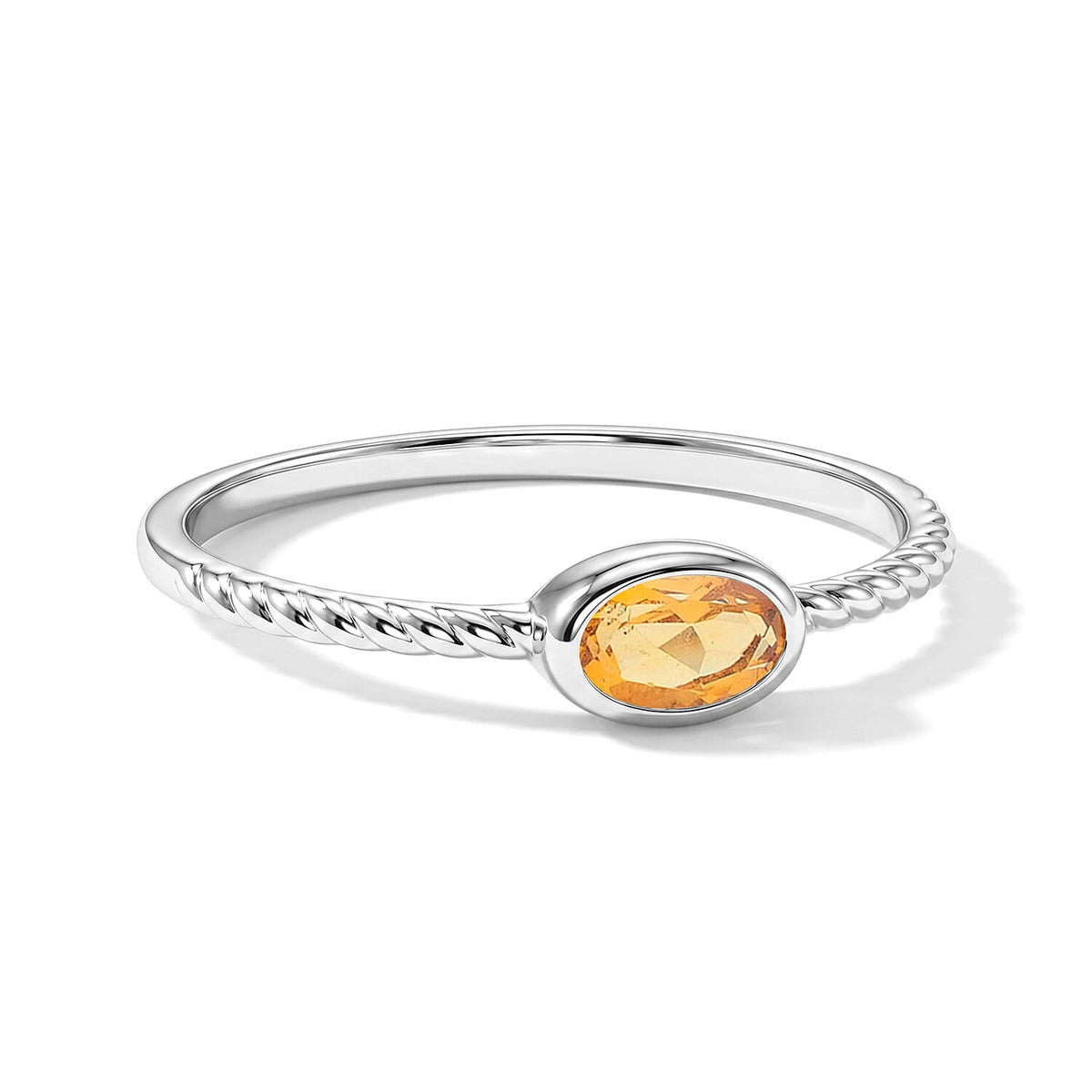 Citrine 0.45 ctw Oval East West Solitaire Ring in Sterling Silver (Size 9.0)