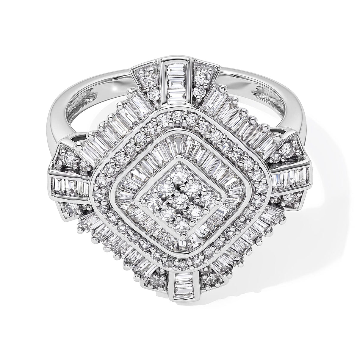 Lab Grown Diamond (G-H,SI) Ring in Rhodium Over Sterling Silver (Size 10.0) 1.00 ctw