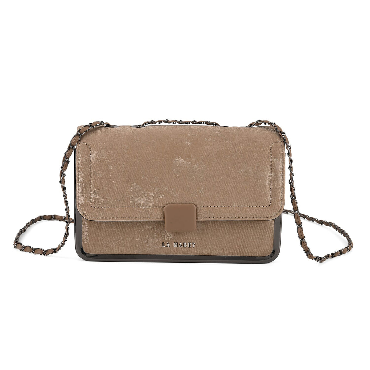 La Marey Coffee Faux Leather Wallet with Strap