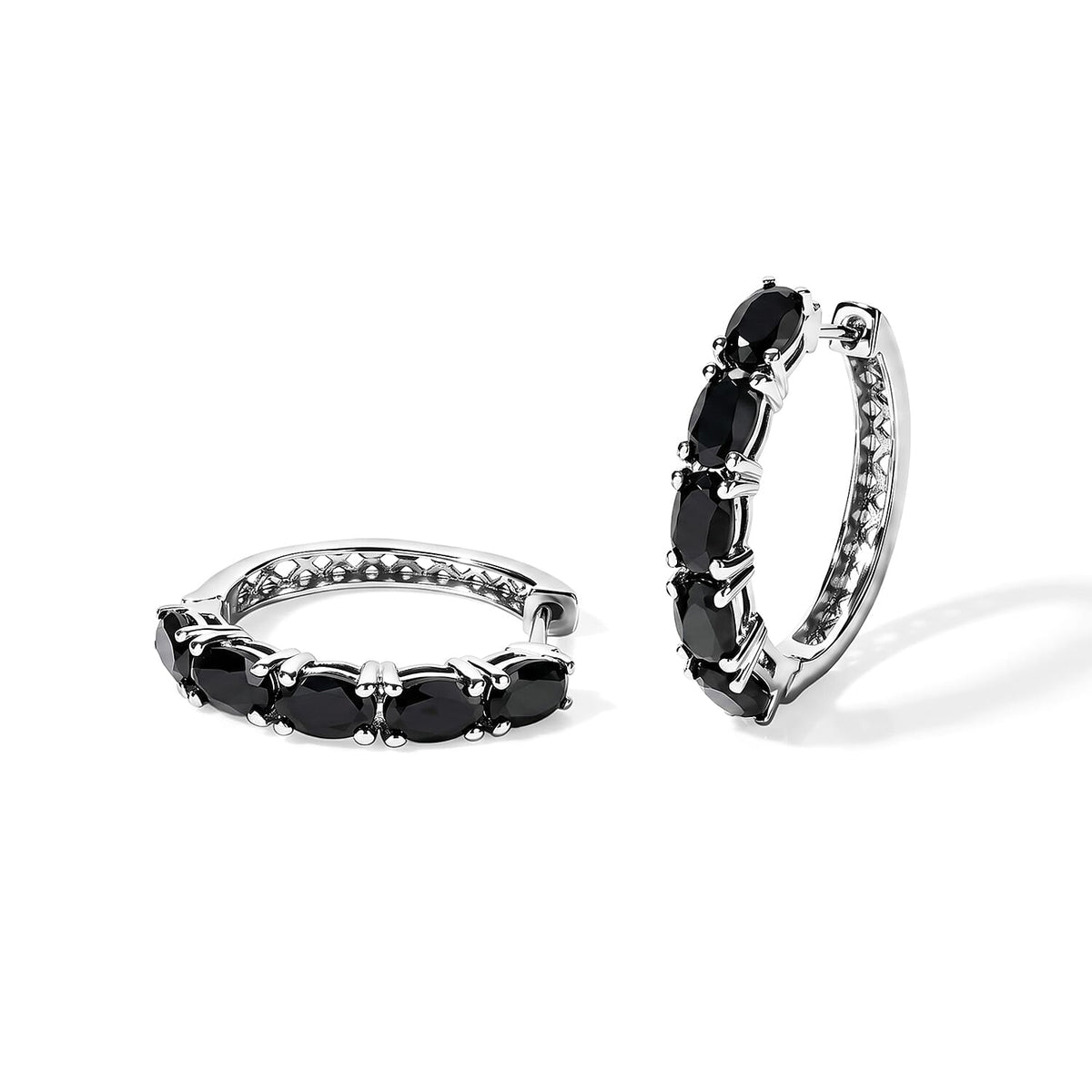 EverTrue Thai Black Spinel 6.90 ctw Earrings in Platinum Bond