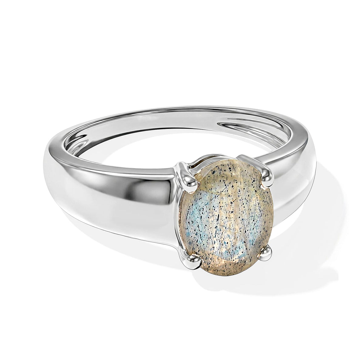 Labradorite 1.80 ctw Oval Solitaire Ring in Sterling Silver (Size 7.5)