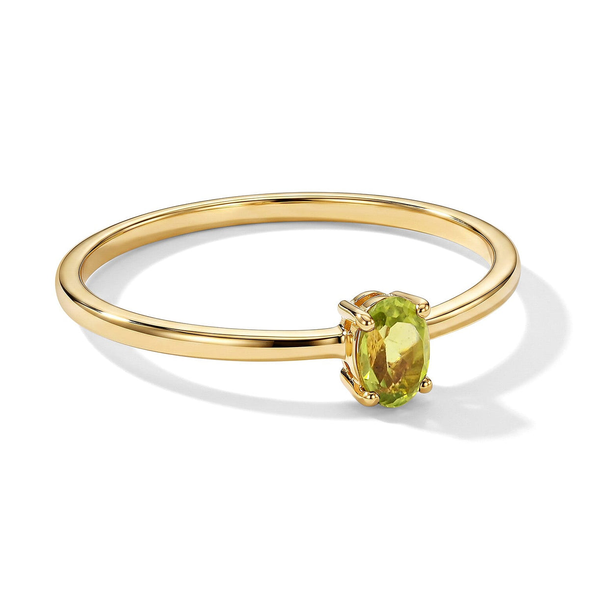 Peridot 0.15 ctw Oval Solitaire Ring in 14K YG Over Sterling Silver (Size 7.0)