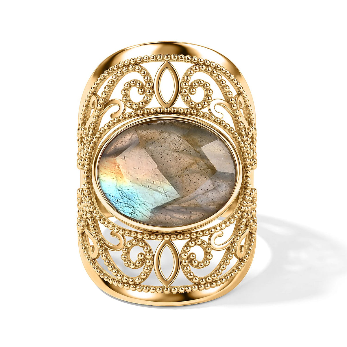 Purple Amethyst Oval Ring in Goldtone (Adjustable) 5ctw
