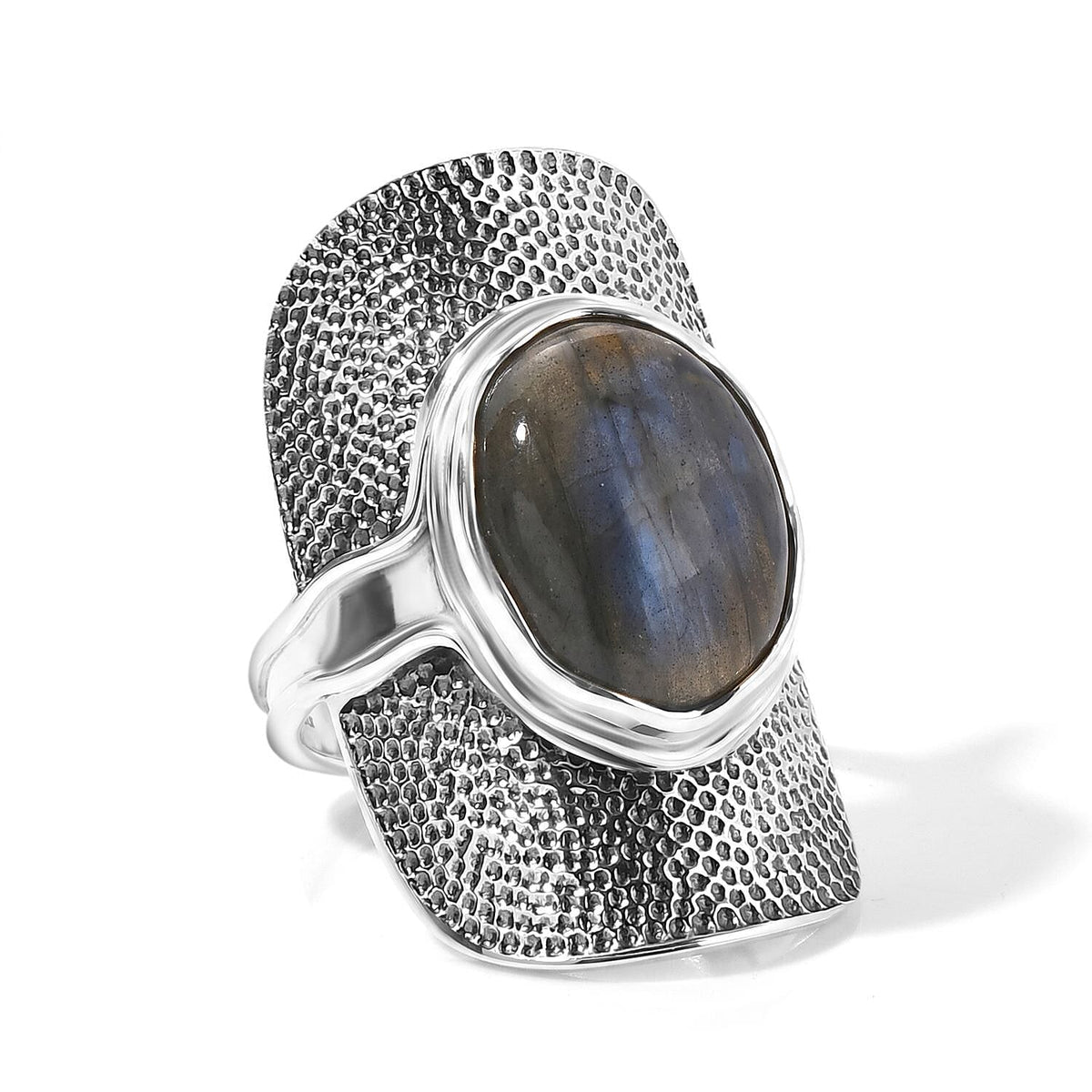 D''Joy Artisan Crafted Passport to Israel AAA Malagasy Labradorite Ring in Sterling Silver (Size 7.0) 9.65 ctw