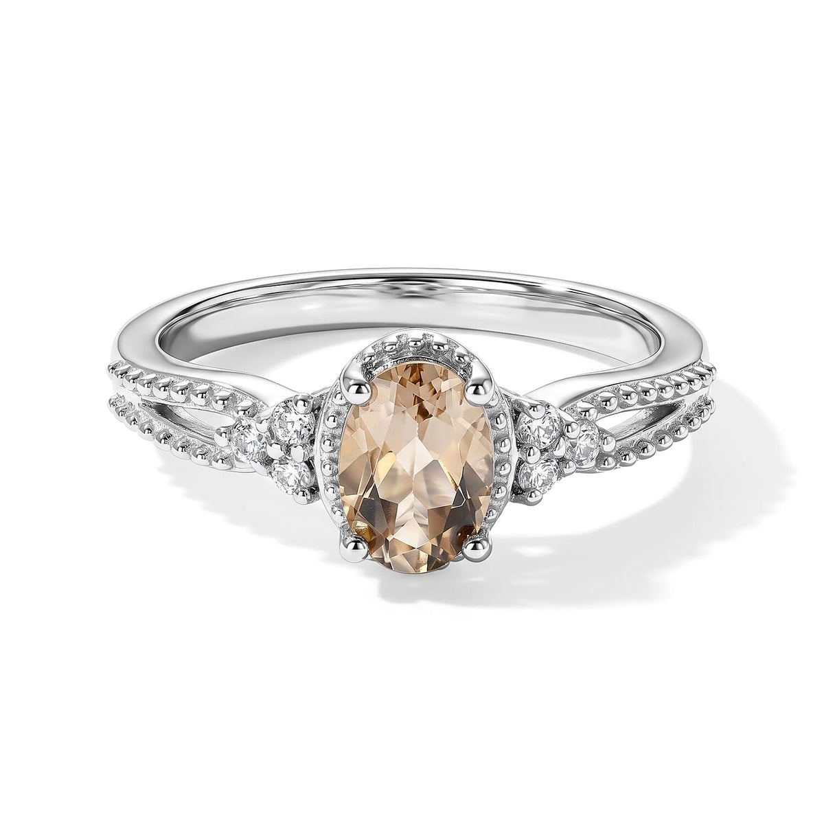 D''Joy Yellow Scapolite and White Zircon 1.20 ctw Ring in Rhodium Over Sterling Silver (Size 10.0)