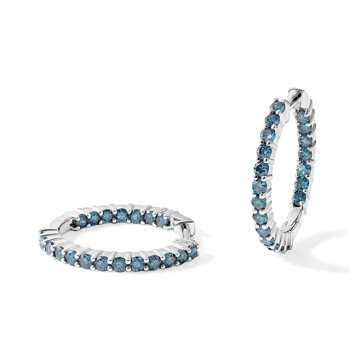 Luxuriant Lab Grown Blue Diamond (IR) SI 1.00 ctw Earrings in Rhodium Over Sterling Silver