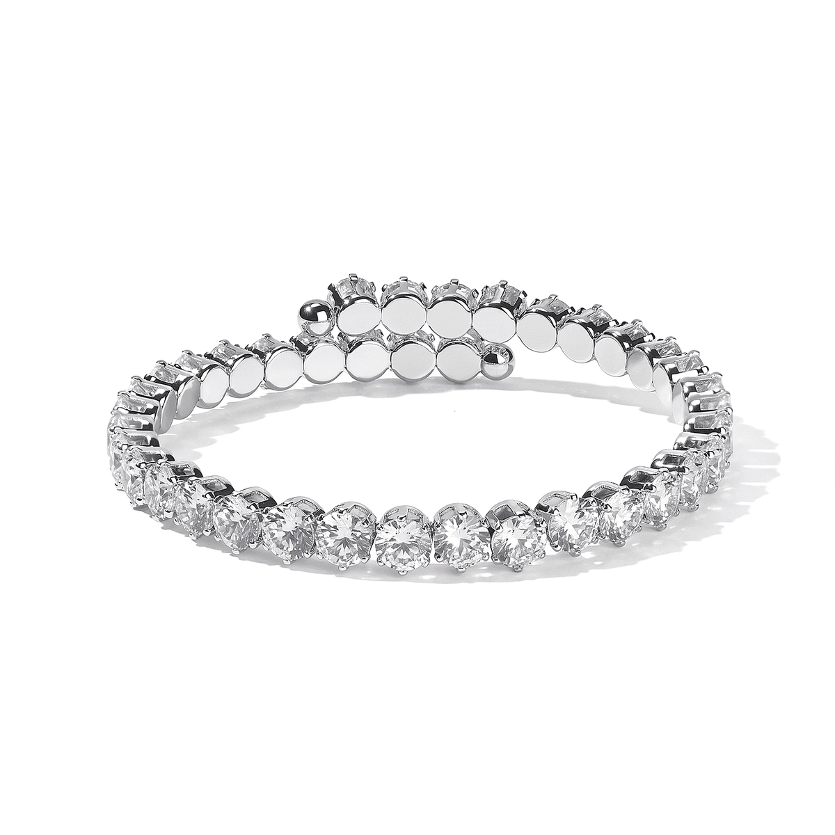 Simulated Diamond Bracelet in Silvertone (7.50In) 15.2ctw