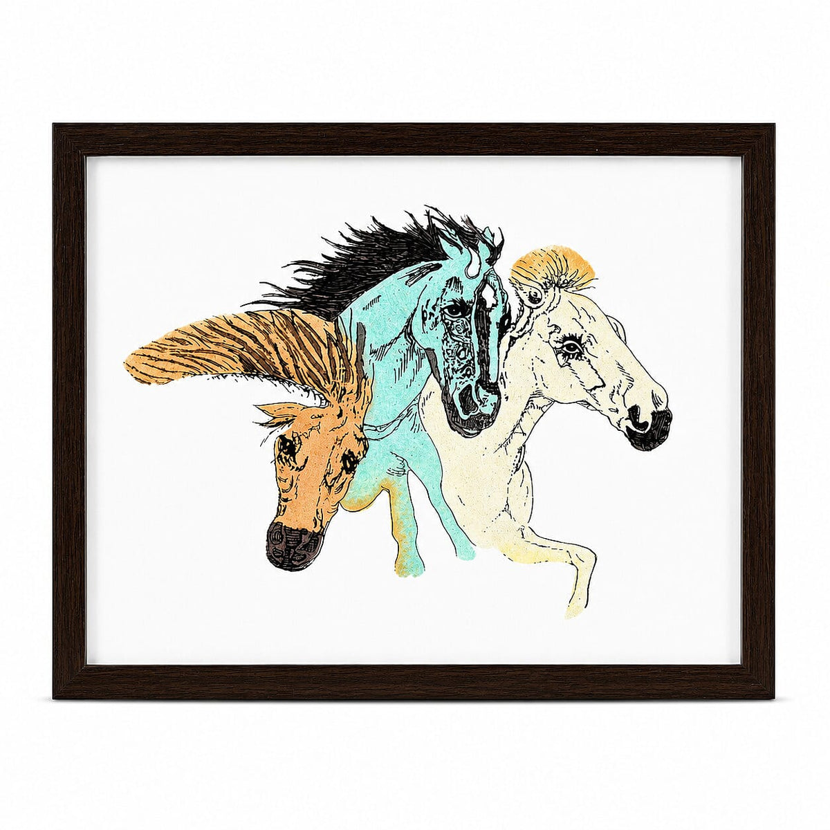 Handcrafted Multi Color Gemstone Horse Wall Painting