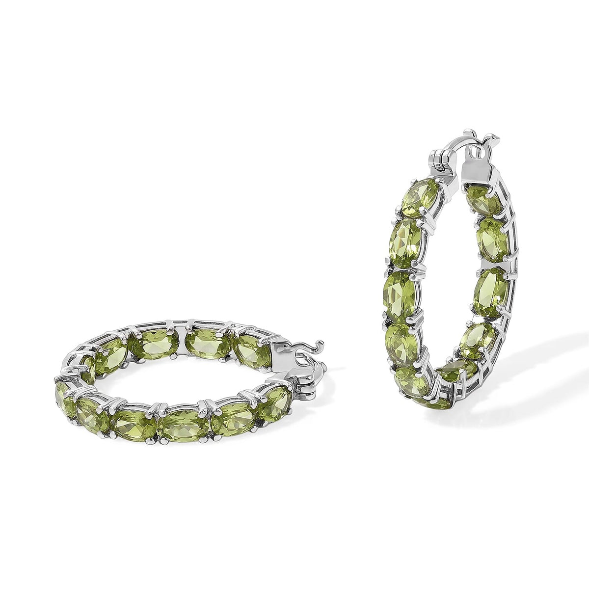 D'Joy Hebei Peridot 9.70 ctw Hoop Earrings in 18K Vermeil Yellow Gold Over Sterling Silver