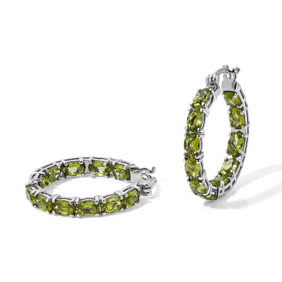 D'Joy Hebei Peridot 9.70 ctw Hoop Earrings in 18K Vermeil Yellow Gold Over Sterling Silver