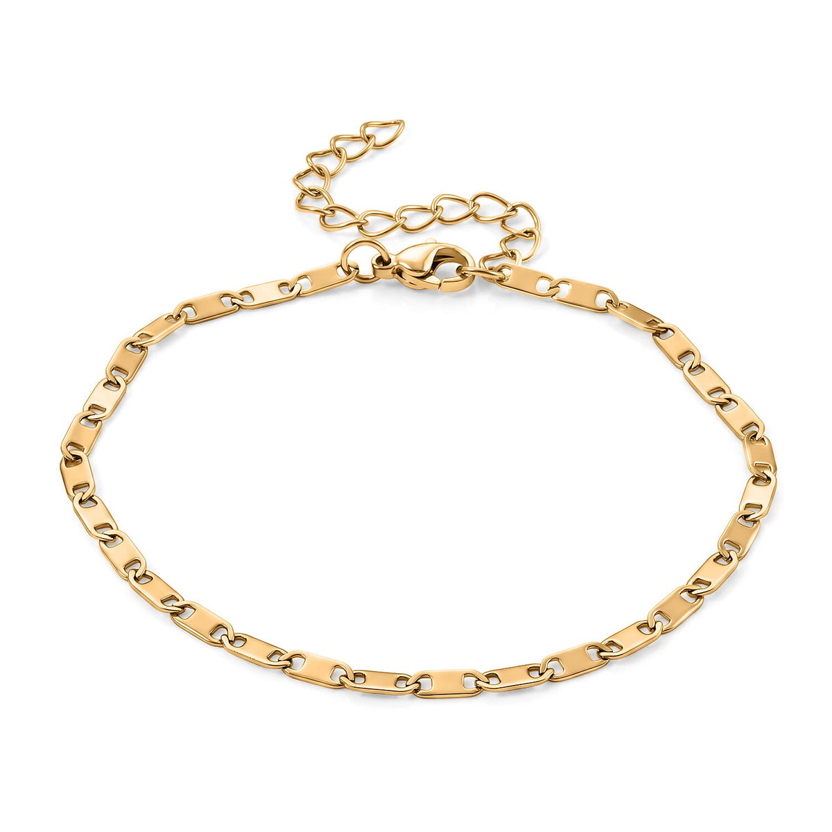 Cross Charm Bracelet in ION Plated YG Stainless Steel (7.5-9.5in)