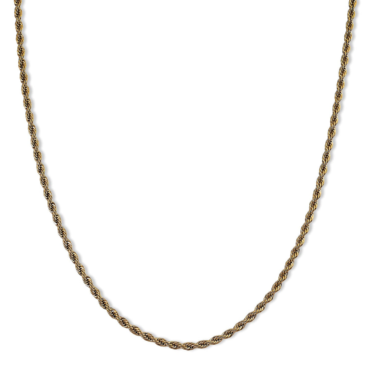 ION Plated YG Stainless Steel Twisted Rope Chain Necklace (27.50-29.50 Inches)