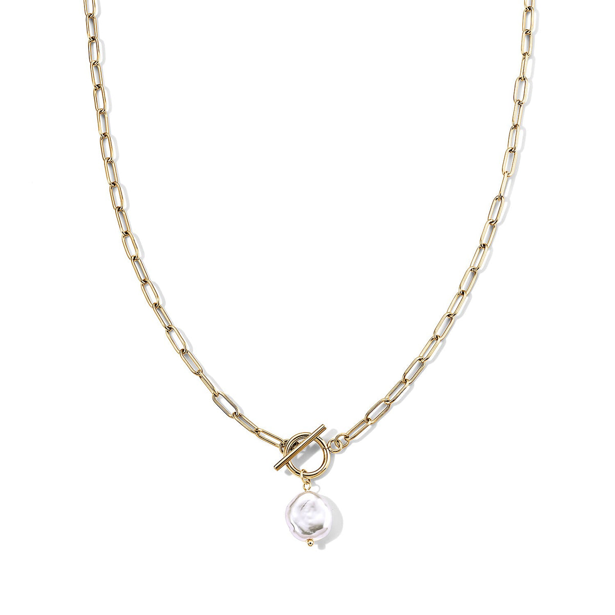 White Shell Pearl Necklace (26 Inches) in ION Plated YG Stainless Steel