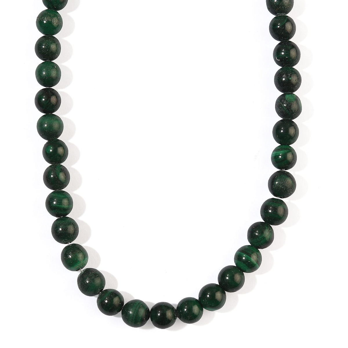 African Malachite Round Beaded Necklace (16 Inches) 105.70 ctw