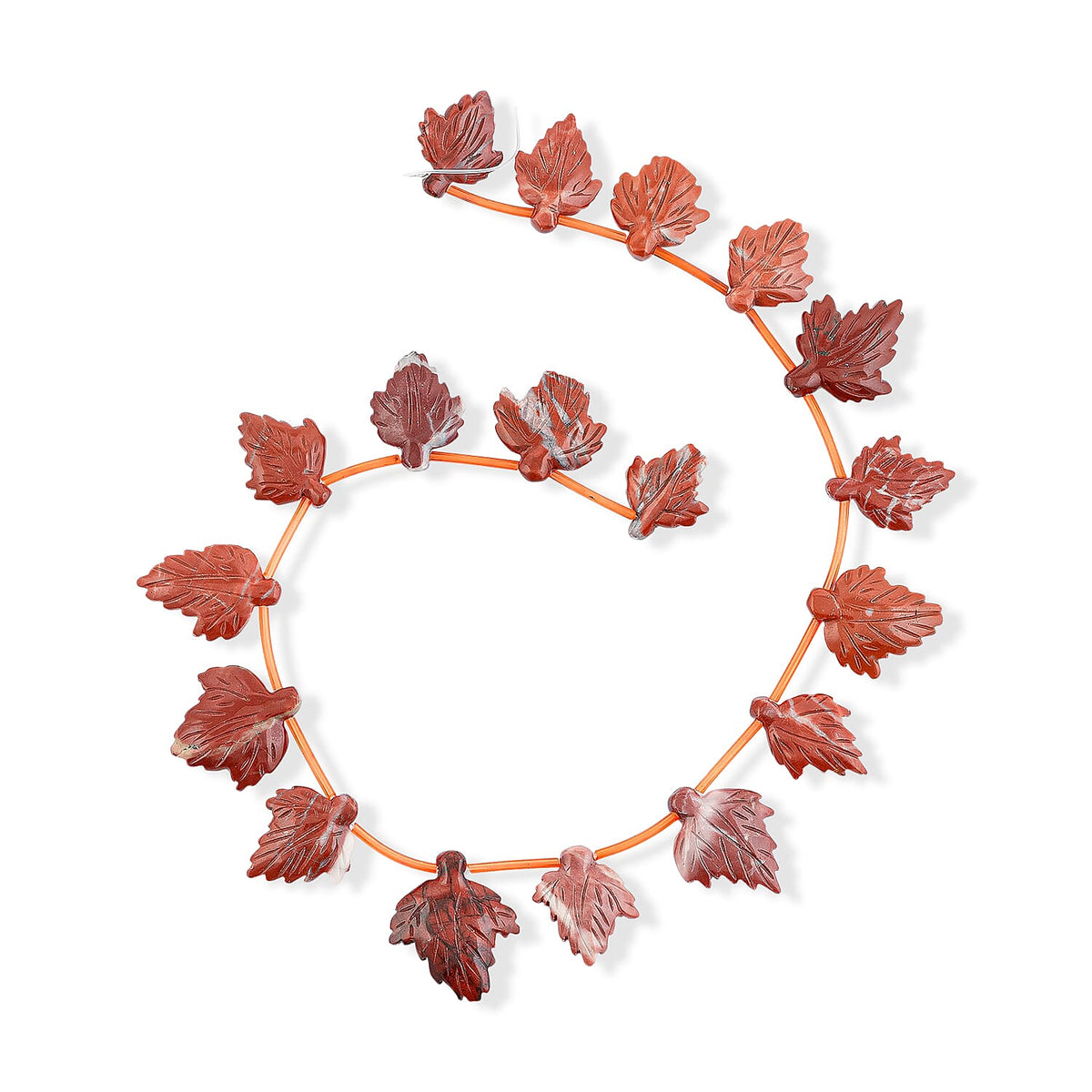 Red Jasper Carved Leaf Necklace (16 Inches) 162.00 ctw