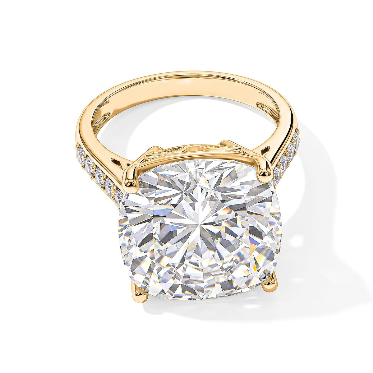 D'Joy Certified Moissanite Ring in Rhodium Over Sterling Silver (Size 10.0) 14.70 ctw
