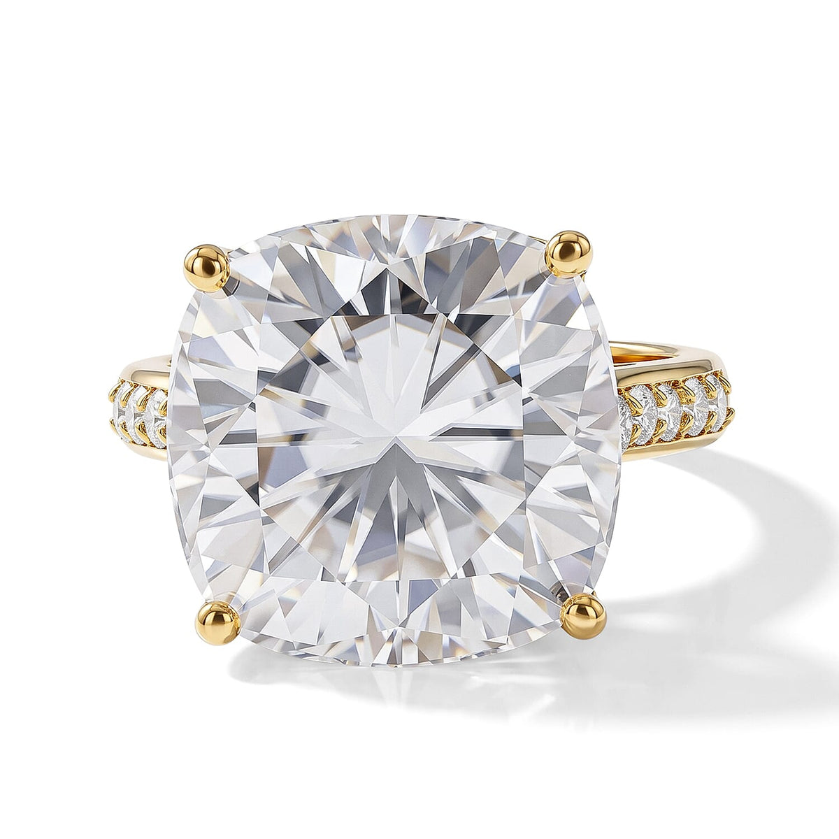 D'Joy Certified Moissanite Ring in Rhodium Over Sterling Silver (Size 10.0) 14.70 ctw
