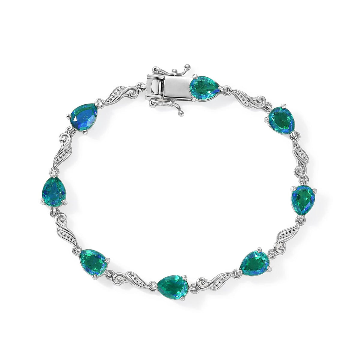 EverTrue Peacock Quartz Peacock Grace Bracelet in Platinum Bond (6.50 In) 11.00 ctw