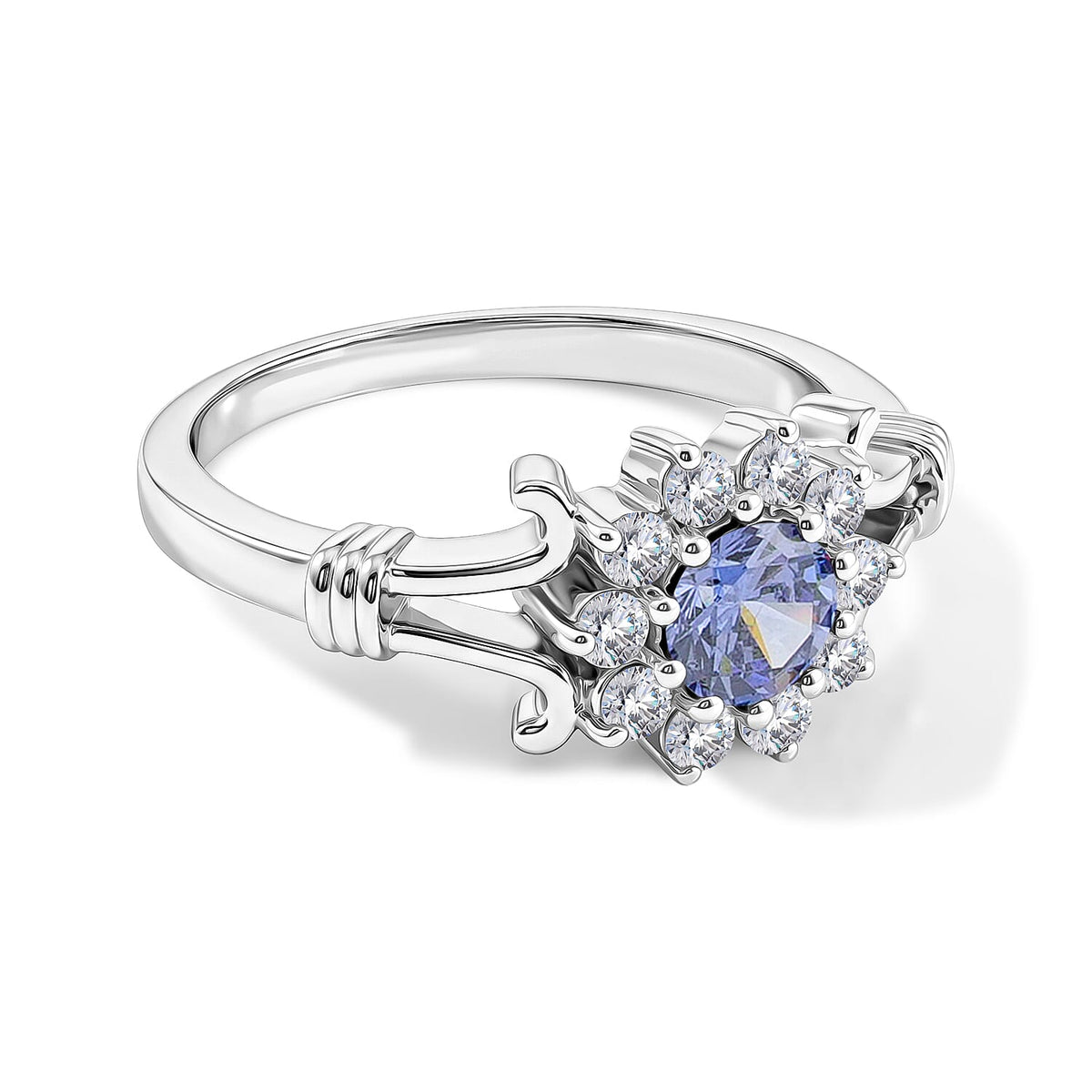 Tanzanite, White Topaz Ring in Sterling Silver (Size 7.0) 0.55 ctw