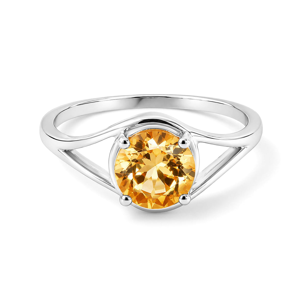 Simulated Yellow Diamond Solitaire Ring in Sterling Silver (Size 8.0) 2.15 ctw