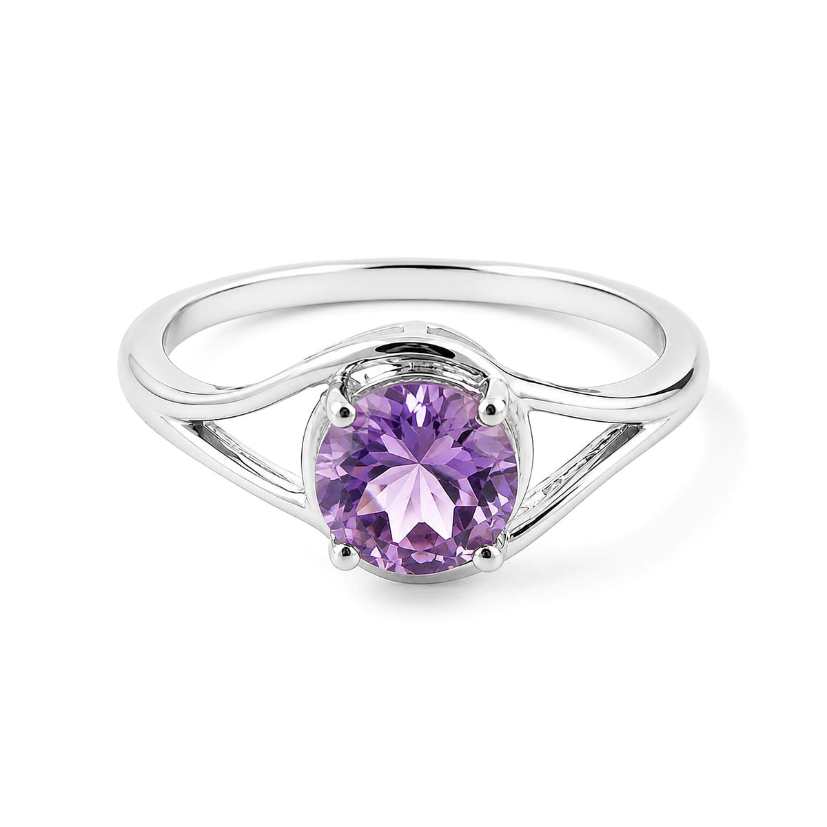 Simulated Purple Diamond Solitaire Ring in Sterling Silver (Size 7.0) 2.15 ctw