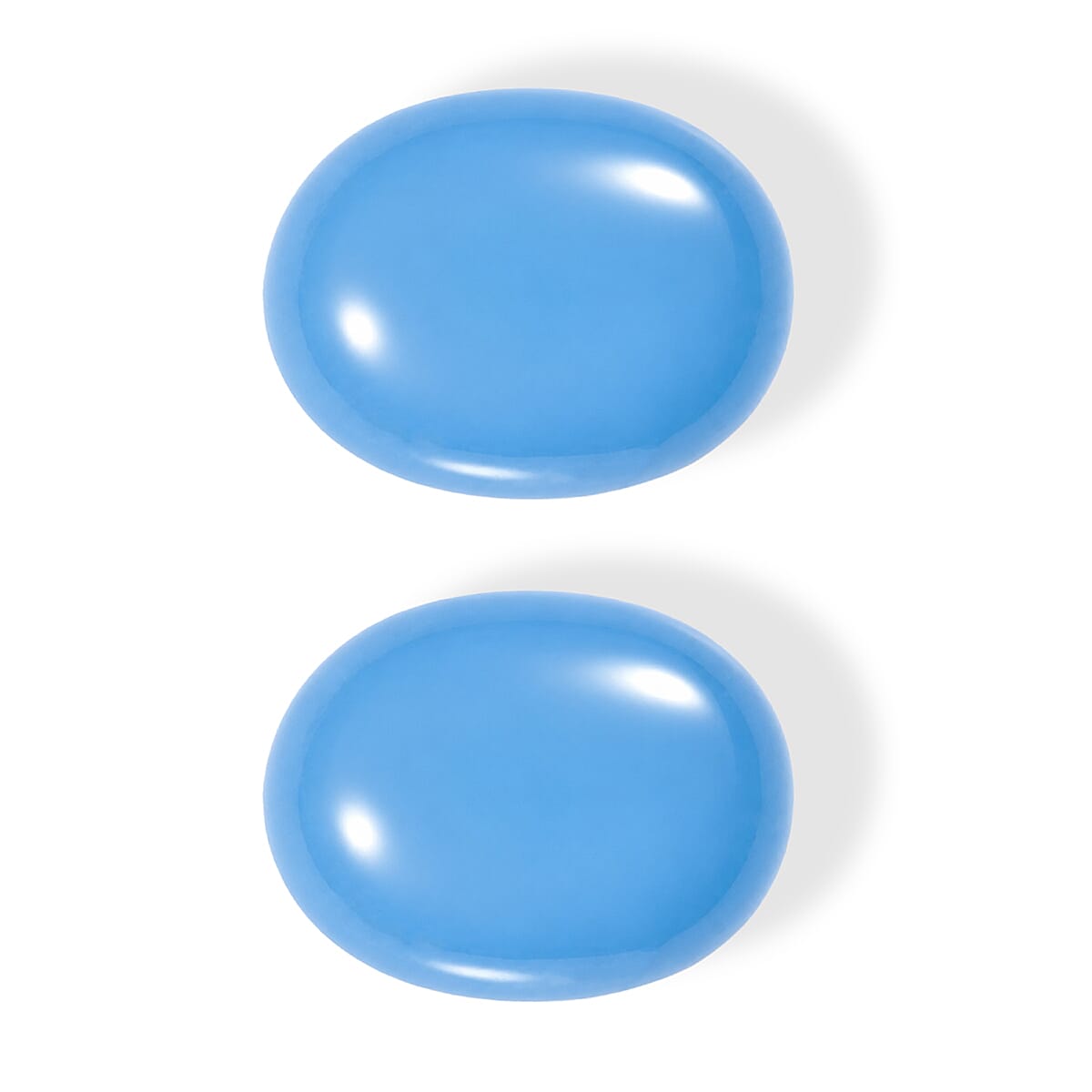 Light Blue Color Jade Set of 2 (Ovl 9x7 mm) 4.07 ctw