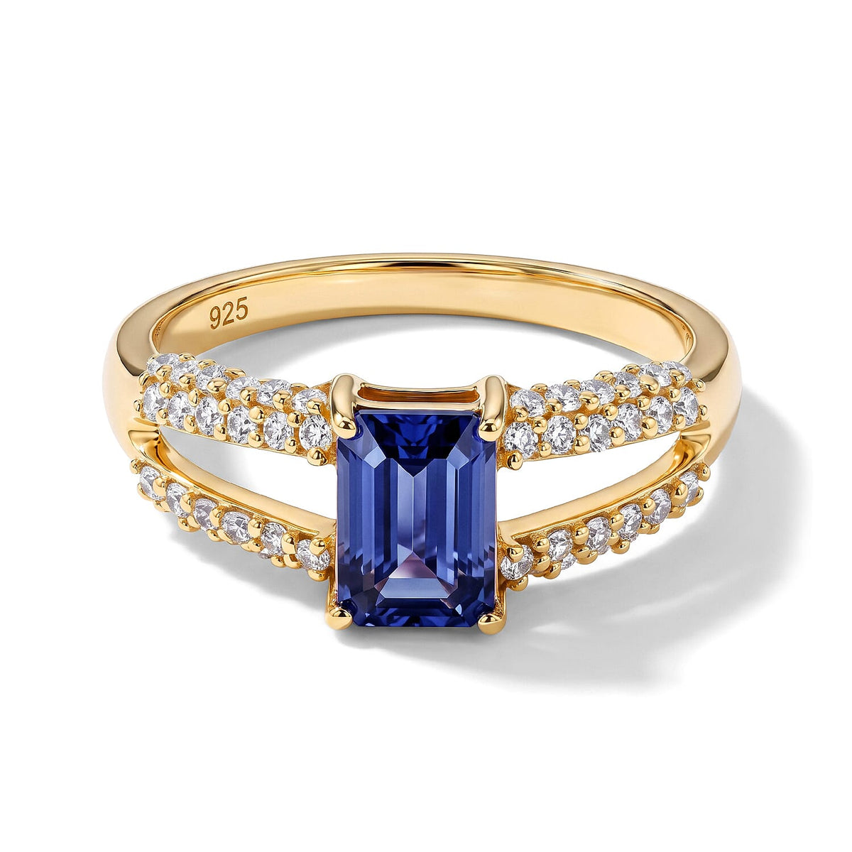 Simulated Purple and White Diamond Ring in 14K YG Over Sterling Silver (Size 7.0) 2.29 ctw