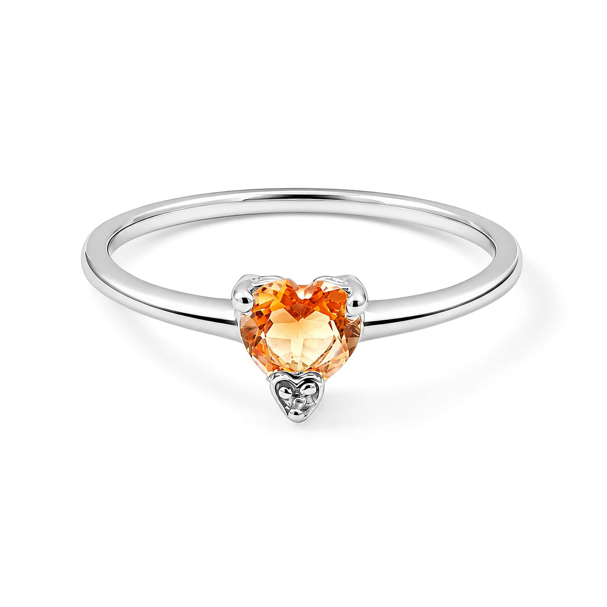 Simulated Yellow and White Diamond Heart Ring in Sterling Silver (Size 8.0) 0.77 ctw