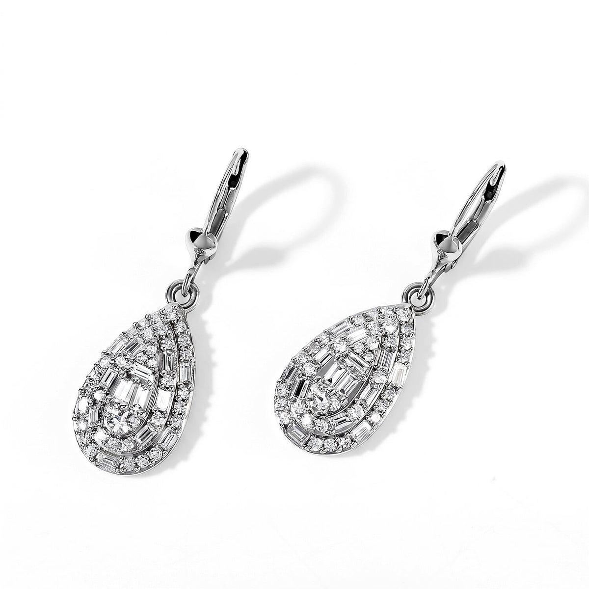 Luxuriant Lab Grown Diamond (G-H, SI) Cluster Earrings in Rhodium Over Sterling Silver 1.60 ctw