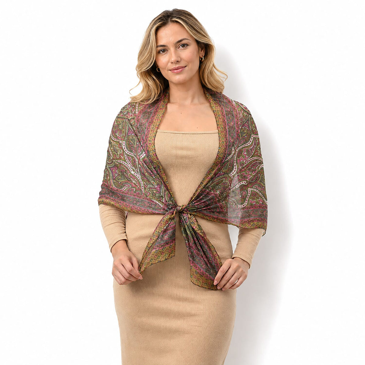 La Marey Golden 100% Mulberry Silk Scarf (65"x19.7")