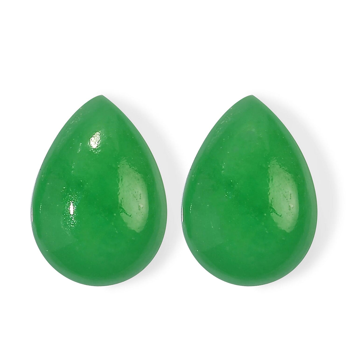Green Jade Set of 2 (Pear 10x7 mm) 3.53 ctw
