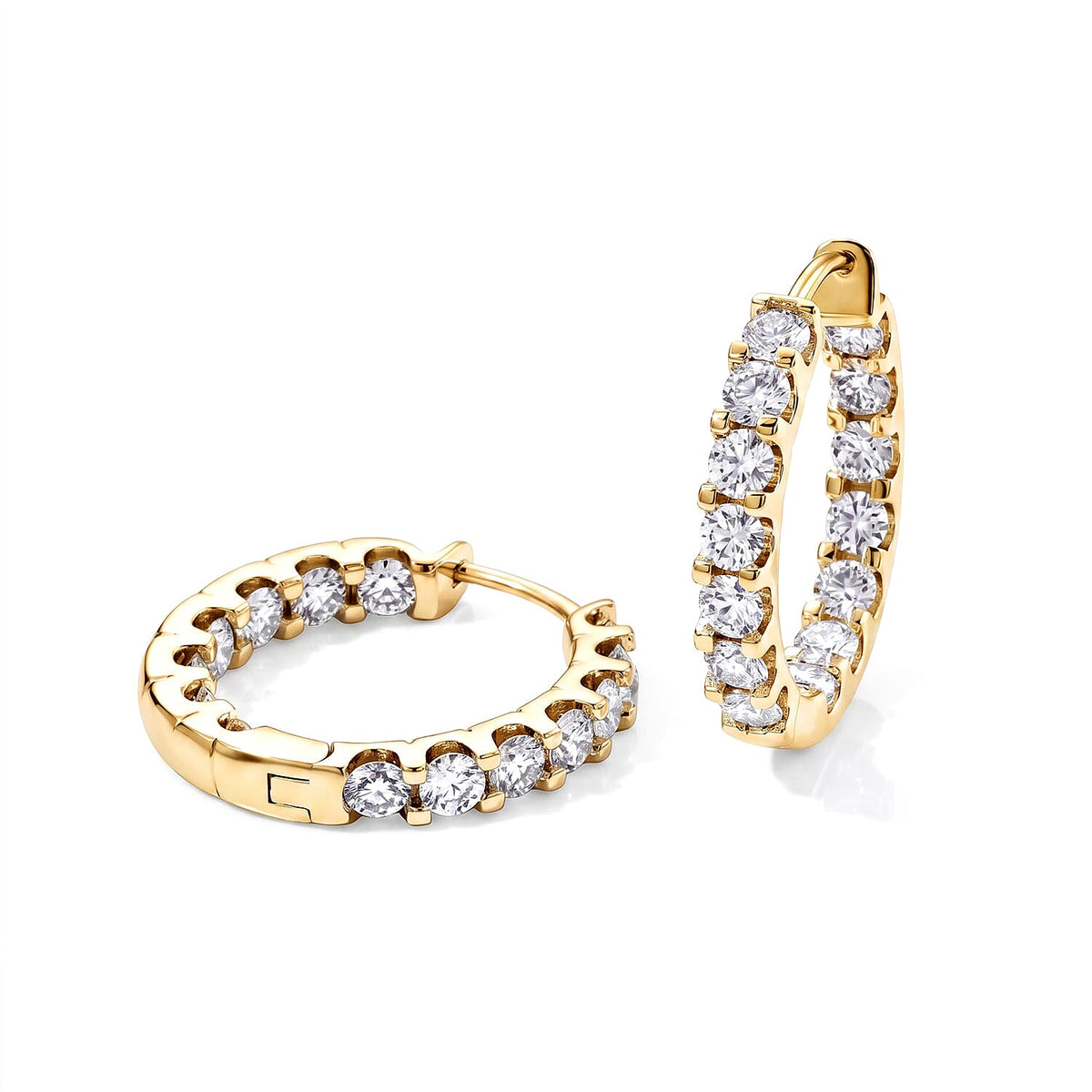 EverTrue Moissanite 2.90 ctw Hoop Earrings in Platinum Bond