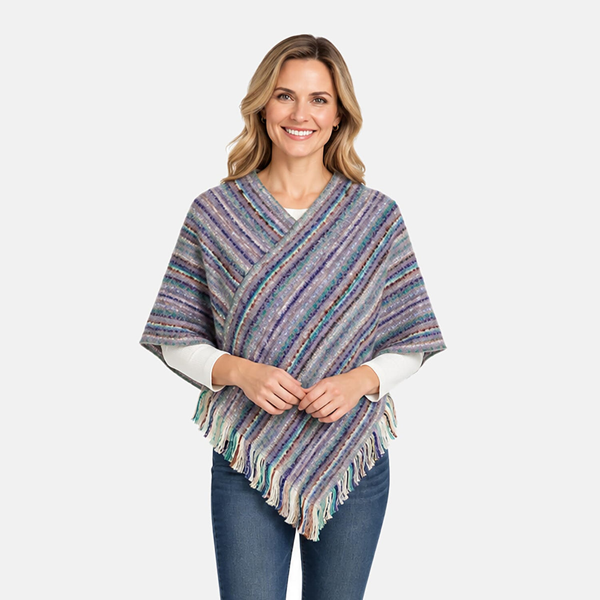 La Marey Red Striped Pattern Shawl