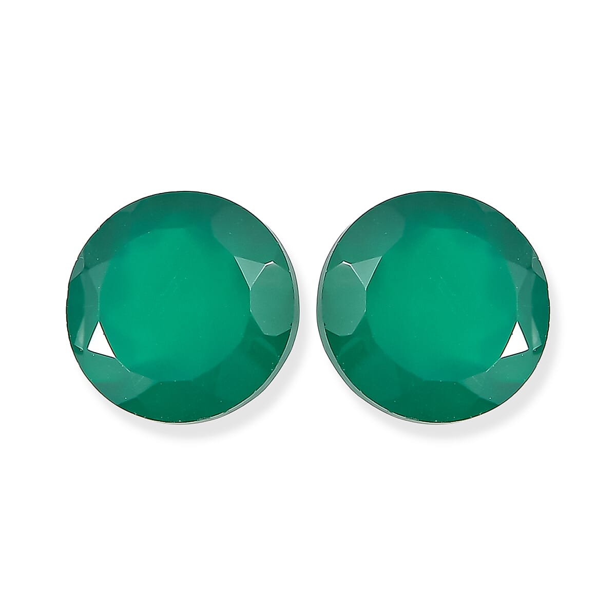 Green Onyx Set of 2 (Rnd 8 mm) 3.25 ctw