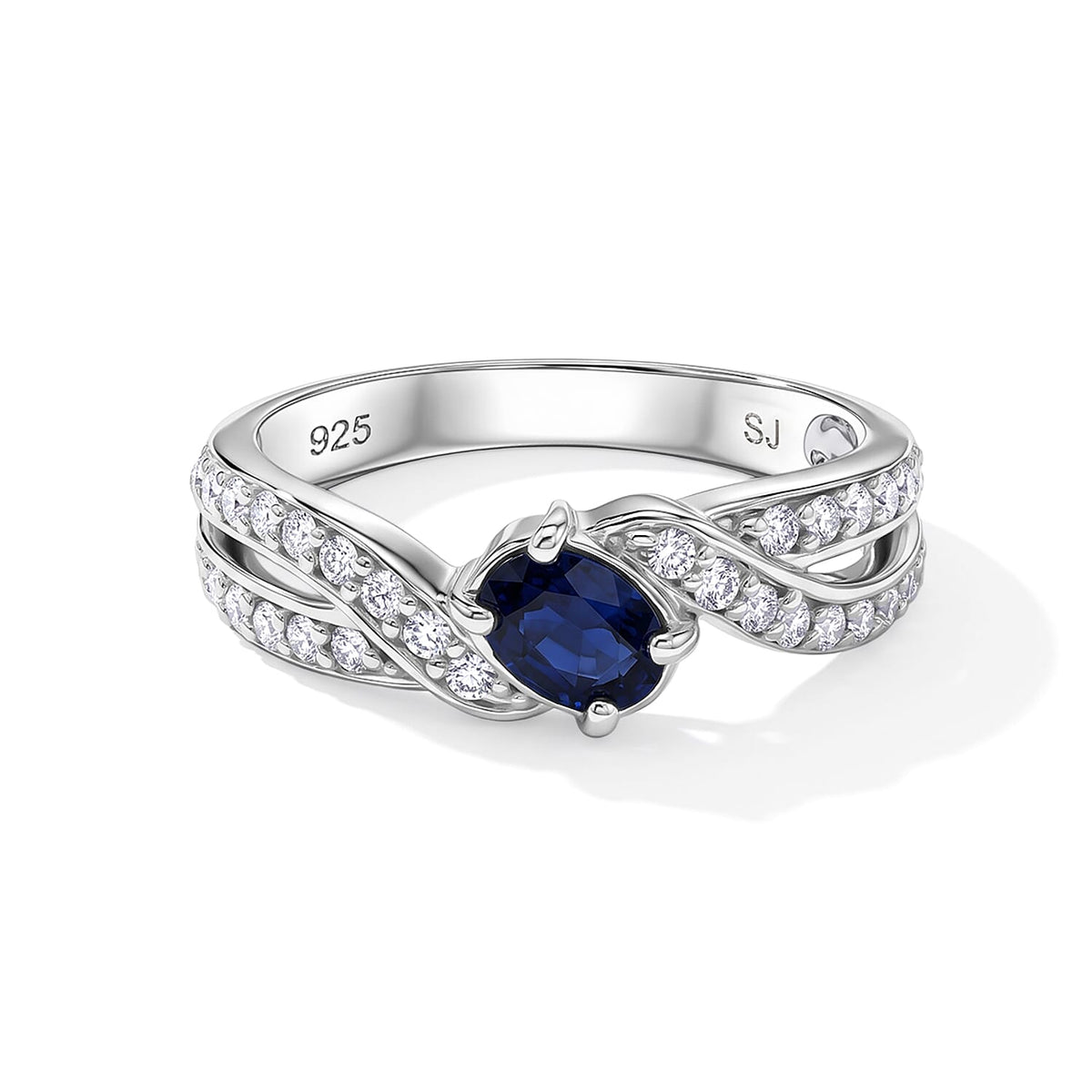 Blue Sapphire, Simulated Diamond Ring in Sterling Silver (Size 7.0) 1.11 ctw