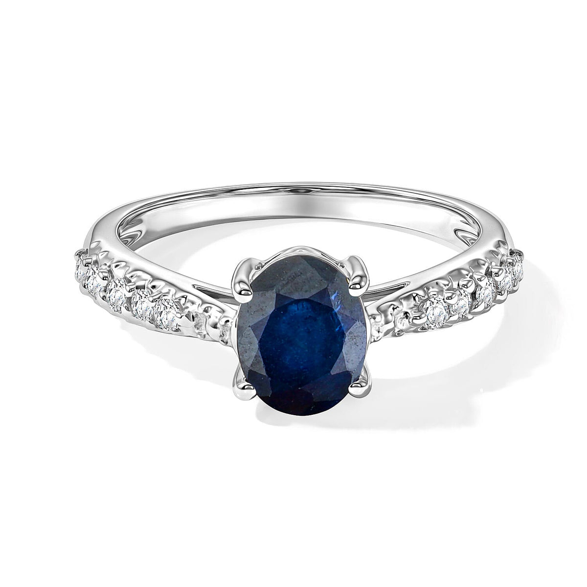 Blue Sapphire, Simulated Diamond Ring in Sterling Silver (Size 7.0) 1.32 ctw