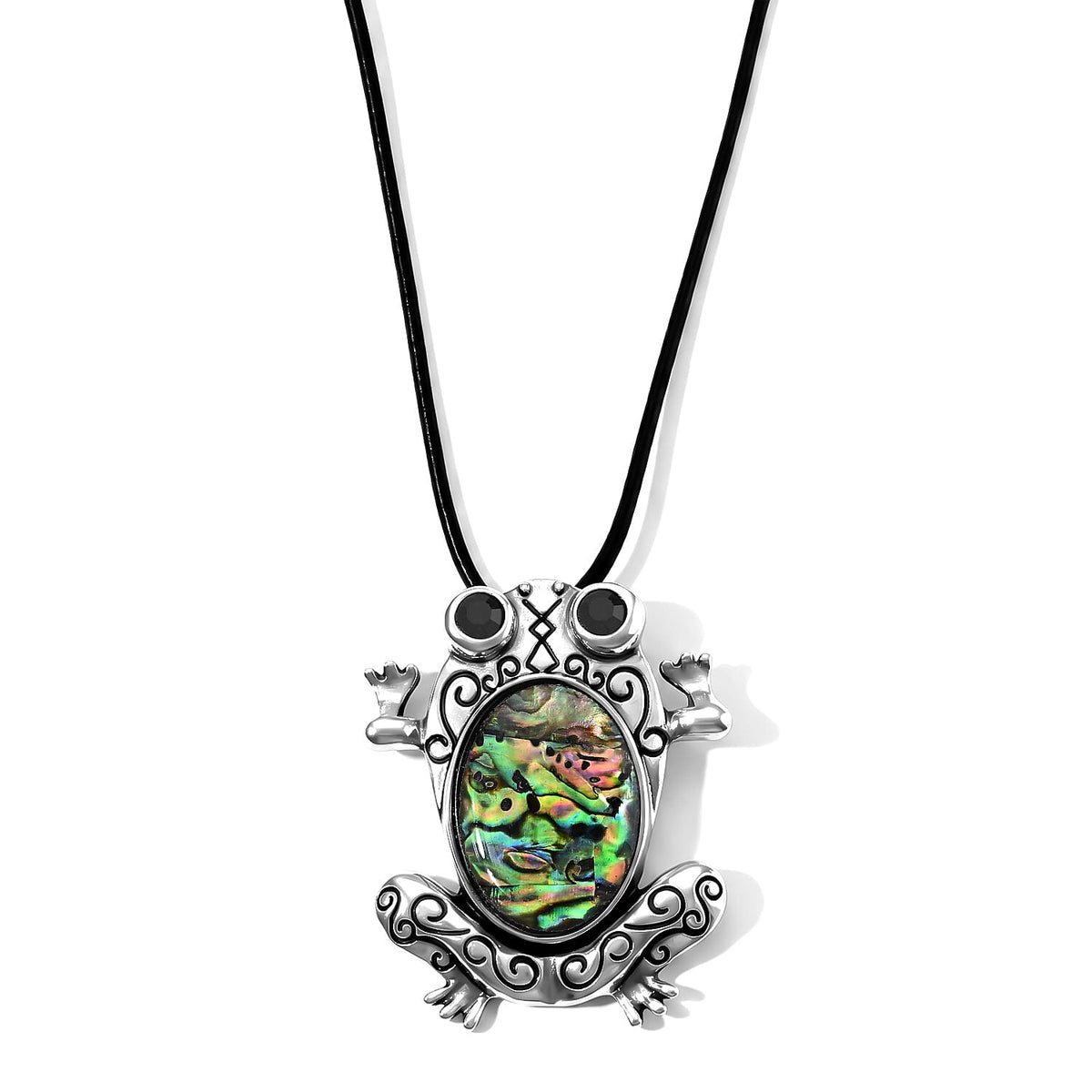 Gold Sandstone 45.00 ctw Frog Pendant in Stainless Steel with Cord Necklace (Adjustable)