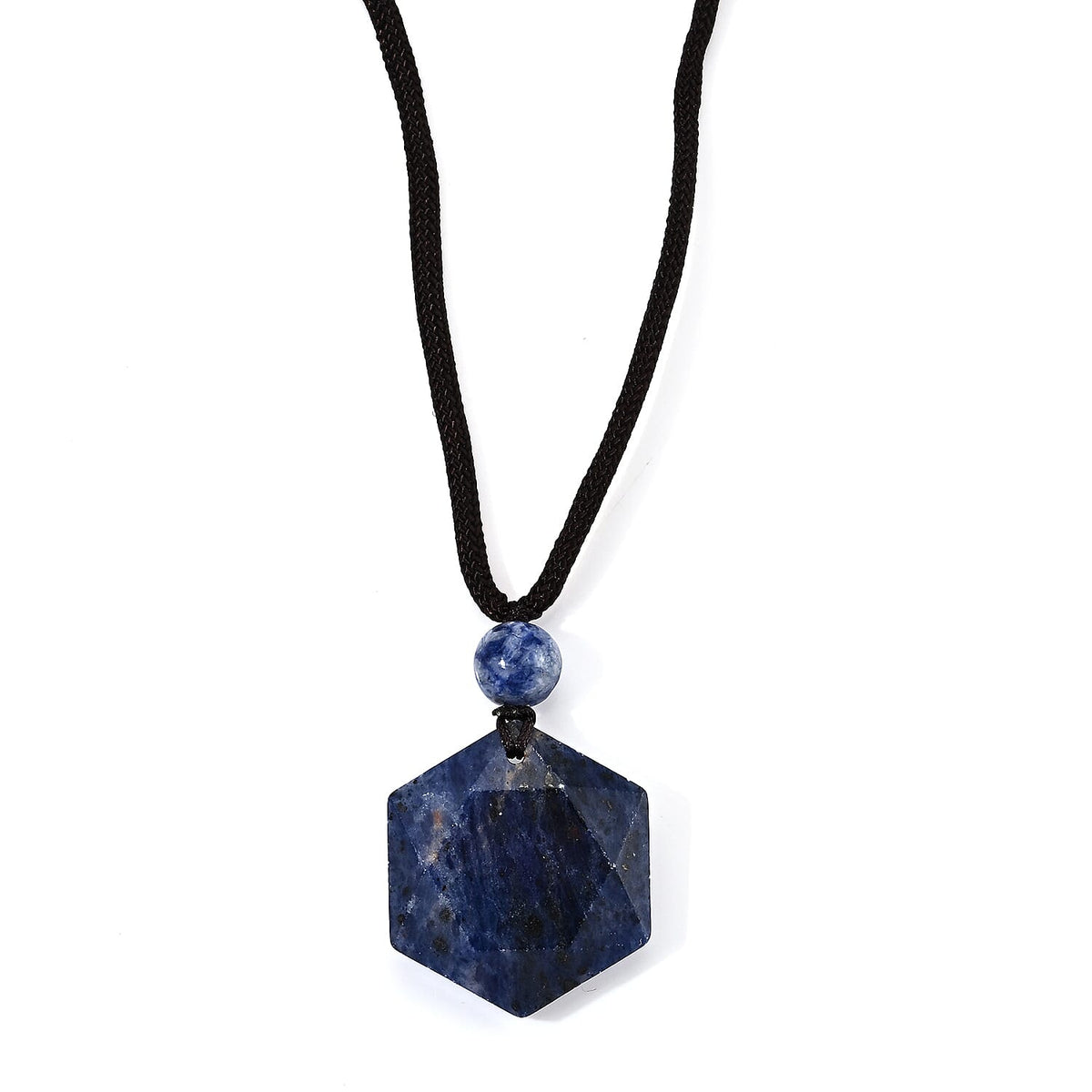 Red Jasper 50.00 ctw Hexagon Pendant with Adjustable Braided Rope Necklace